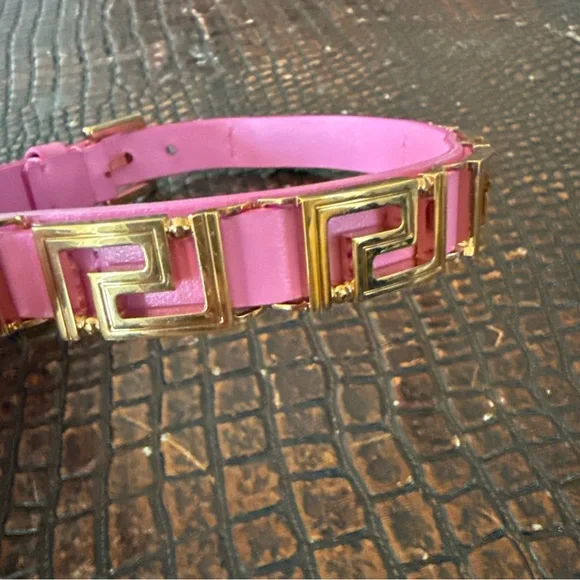 PINK Versace Greca leather choker - Picture 3 of 9